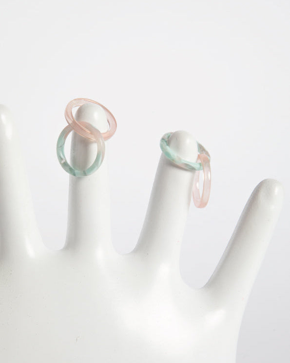 DOUBLE RING - PINK&MARBLEDBLUE