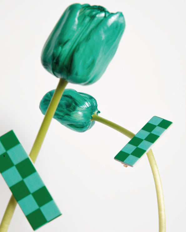 BIG CHECKED HAIR CLIP - GREEN