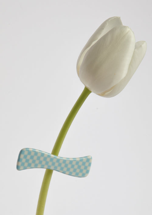 CHECKERED HAIR CLIP - BLUE&WHITE