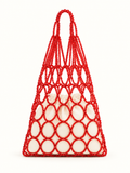 NET BEADED BAG / RED