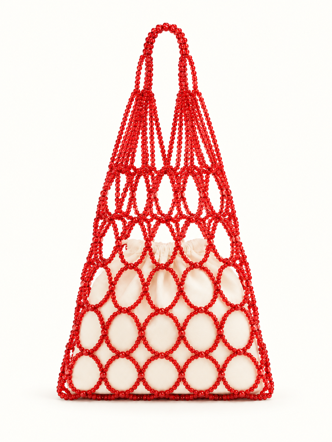 NET BEADED BAG / RED