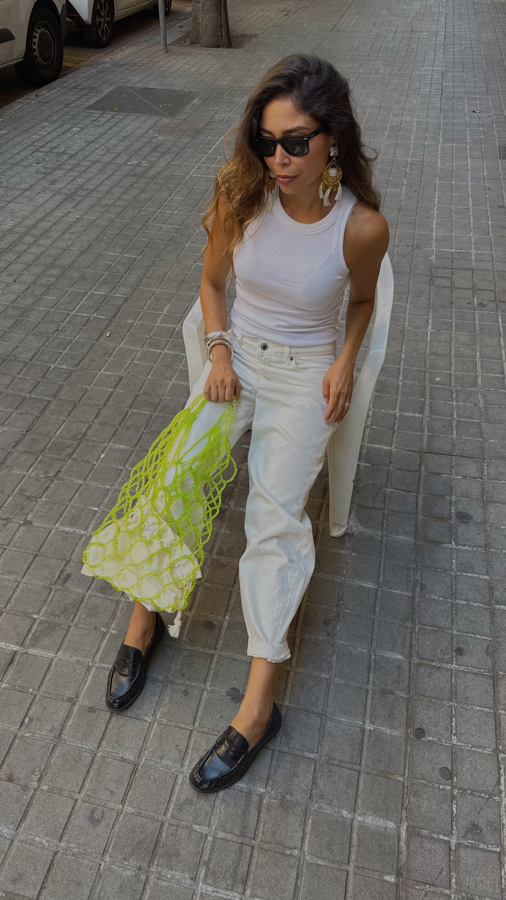 NET BEADED BAG / GREEN