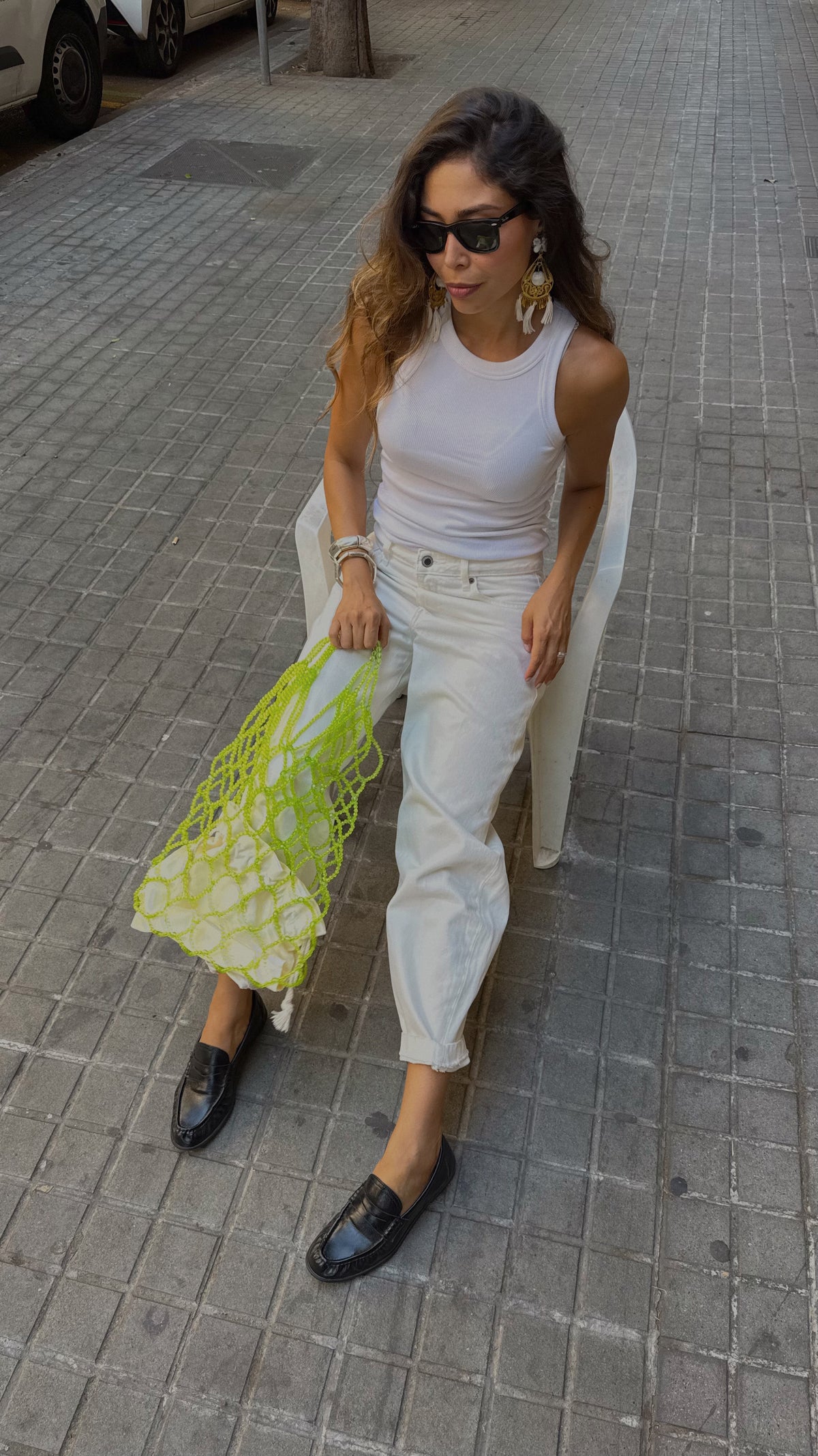 NET BEADED BAG / GREEN