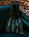 STRIPED SHOULDER BAG - GREY & GREEN