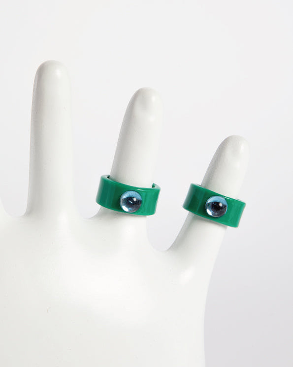 HALF STONE RING - GREEN