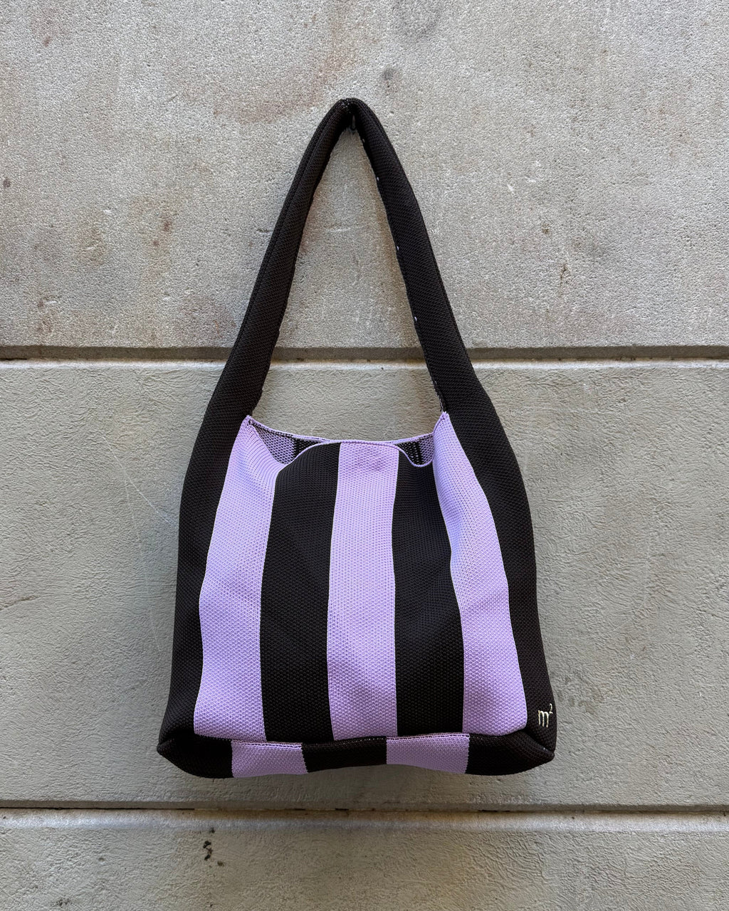 STRIPED SHOULDER BAG - LILAC&CHOCOLATE