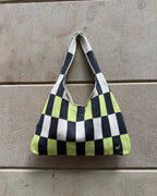 SHOULDER BAG - GREEN/GREY/CREAM