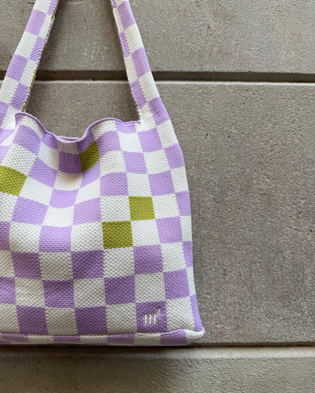 CHECKERED SHOULDER BAG - LILAC&GREEN