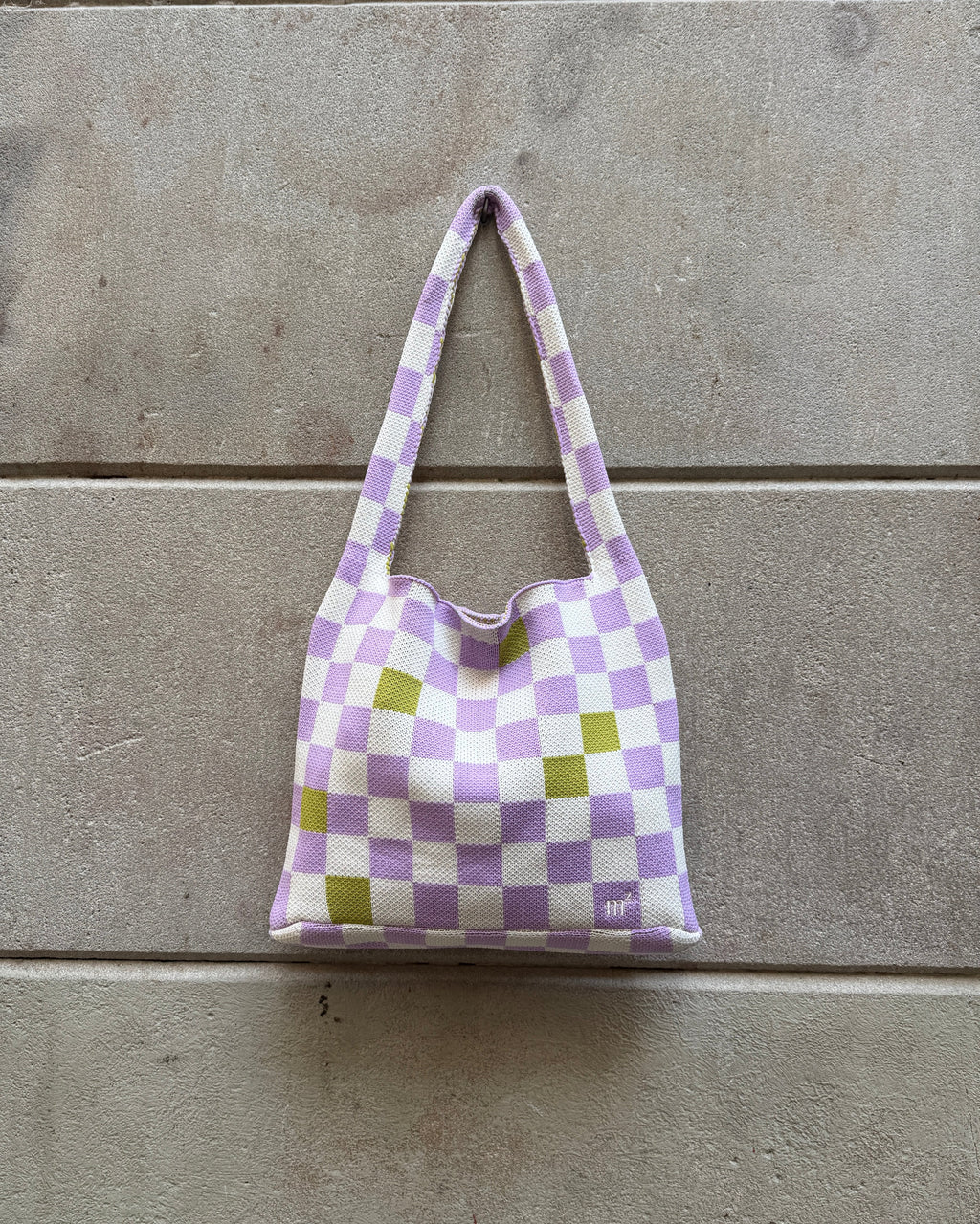 CHECKERED SHOULDER BAG - LILAC&GREEN