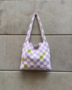 CHECKERED SHOULDER BAG - LILAC&GREEN