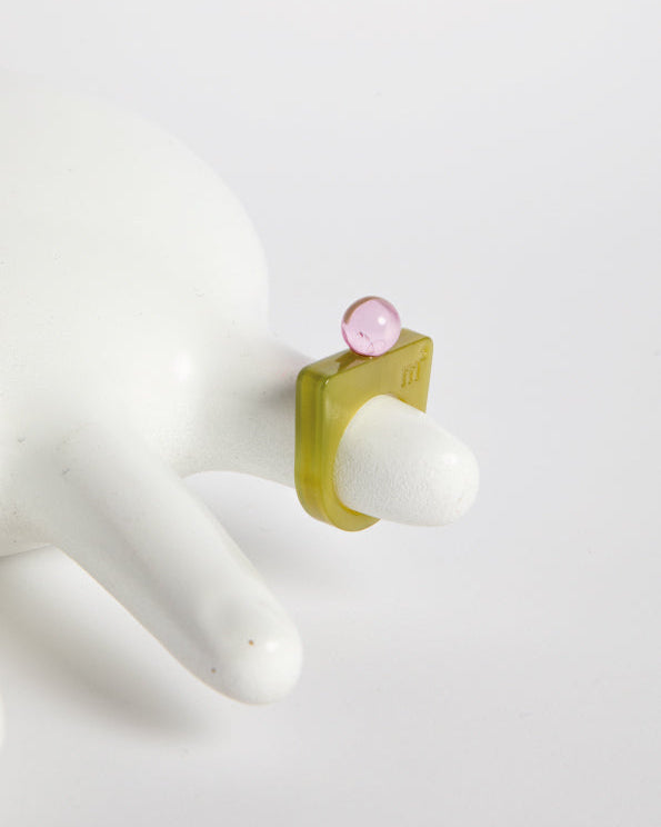 STONE RING - GREEN&PINK