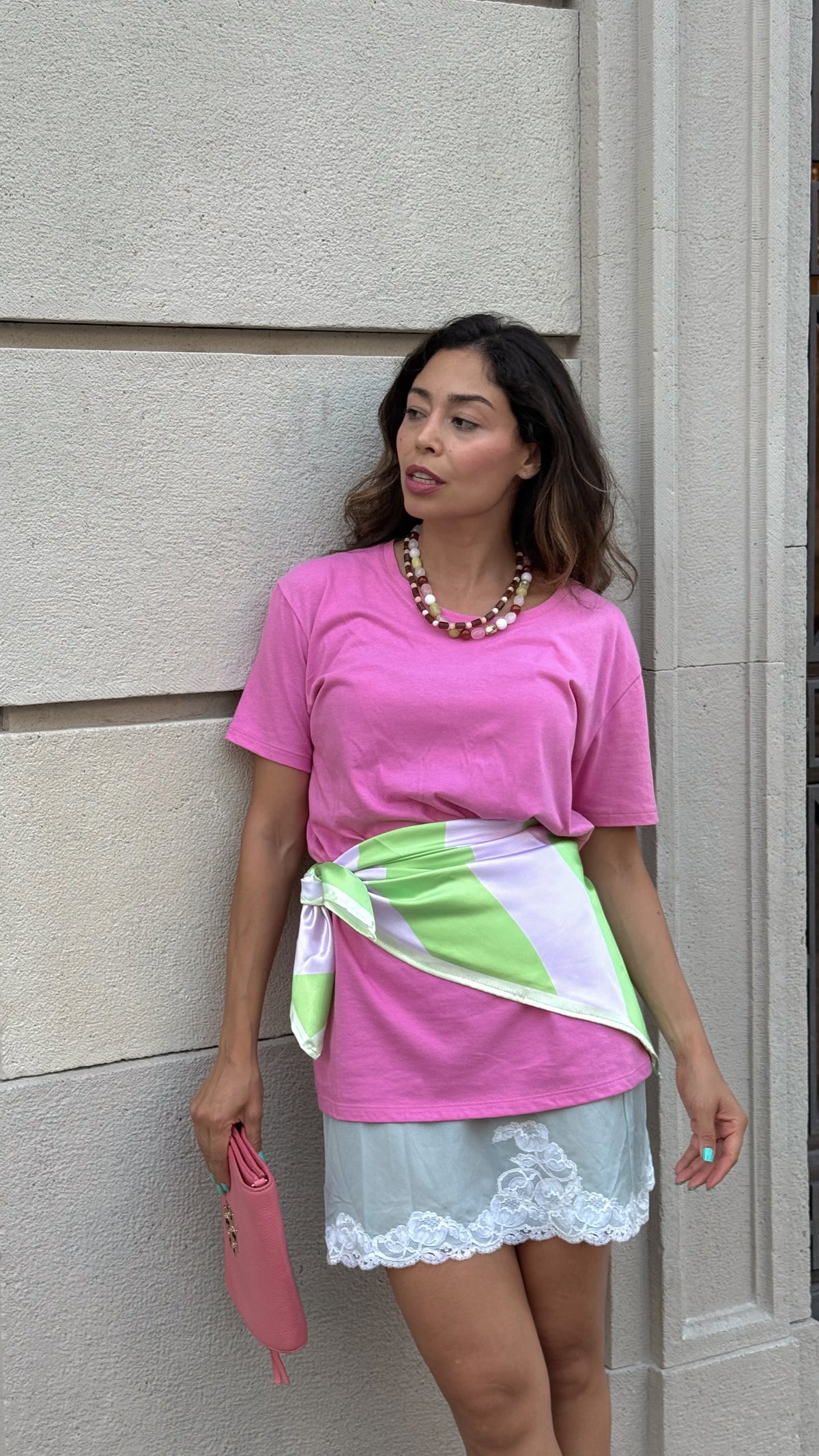 PAÑUELO - green&pink