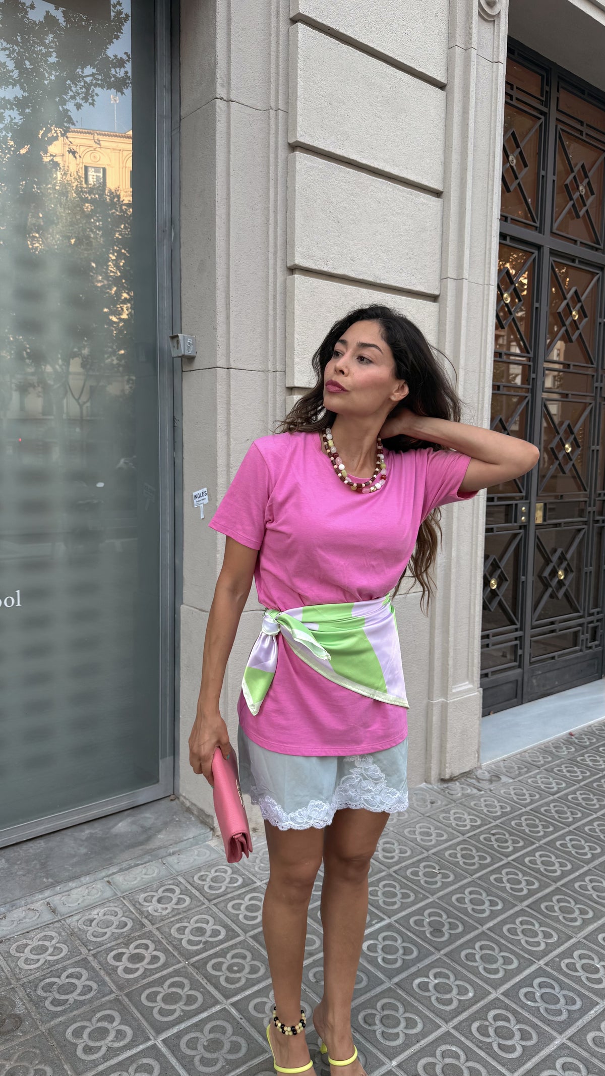 PAÑUELO - green&pink