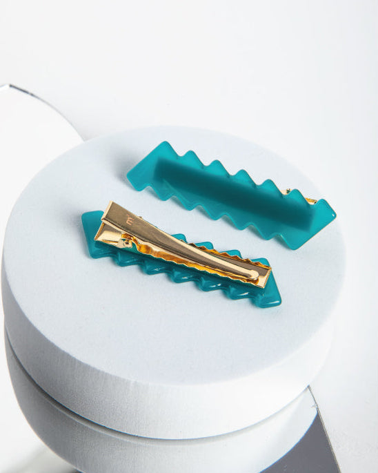 ZIG/ZAG HAIR CLIP - GREEN