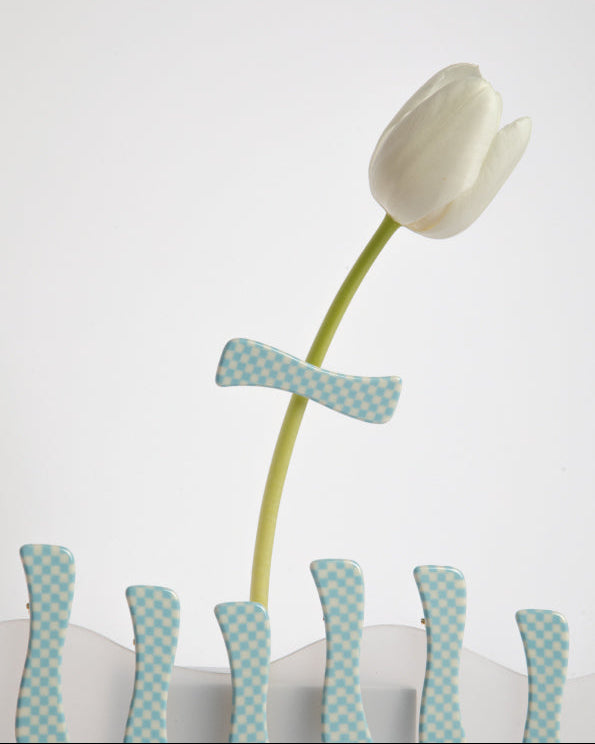 CHECKERED HAIR CLIP - BLUE&WHITE