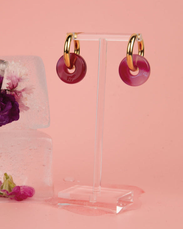 CIRCLE EARRINGS - PEARL FUCHSIA