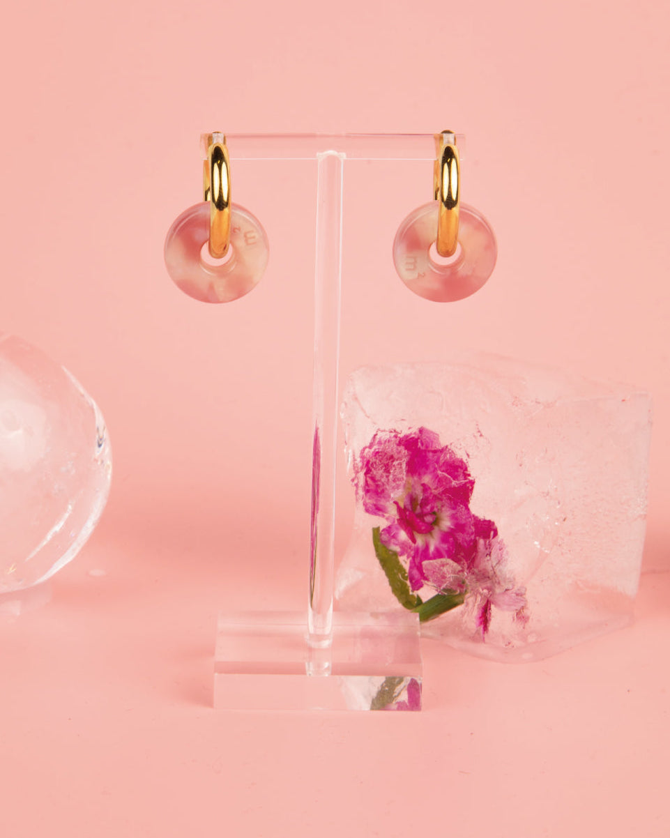 CIRCLE EARRINGS - PINK&WHITE