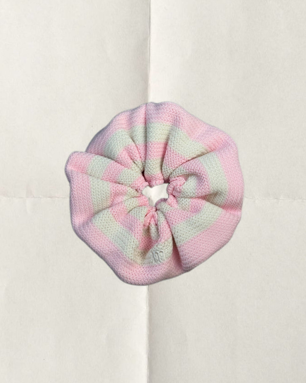 KNITTED SCRUNCHIE - PINK&CREAM