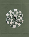 KNITTED SCRUNCHIE - DARKGREEN&BEIGE