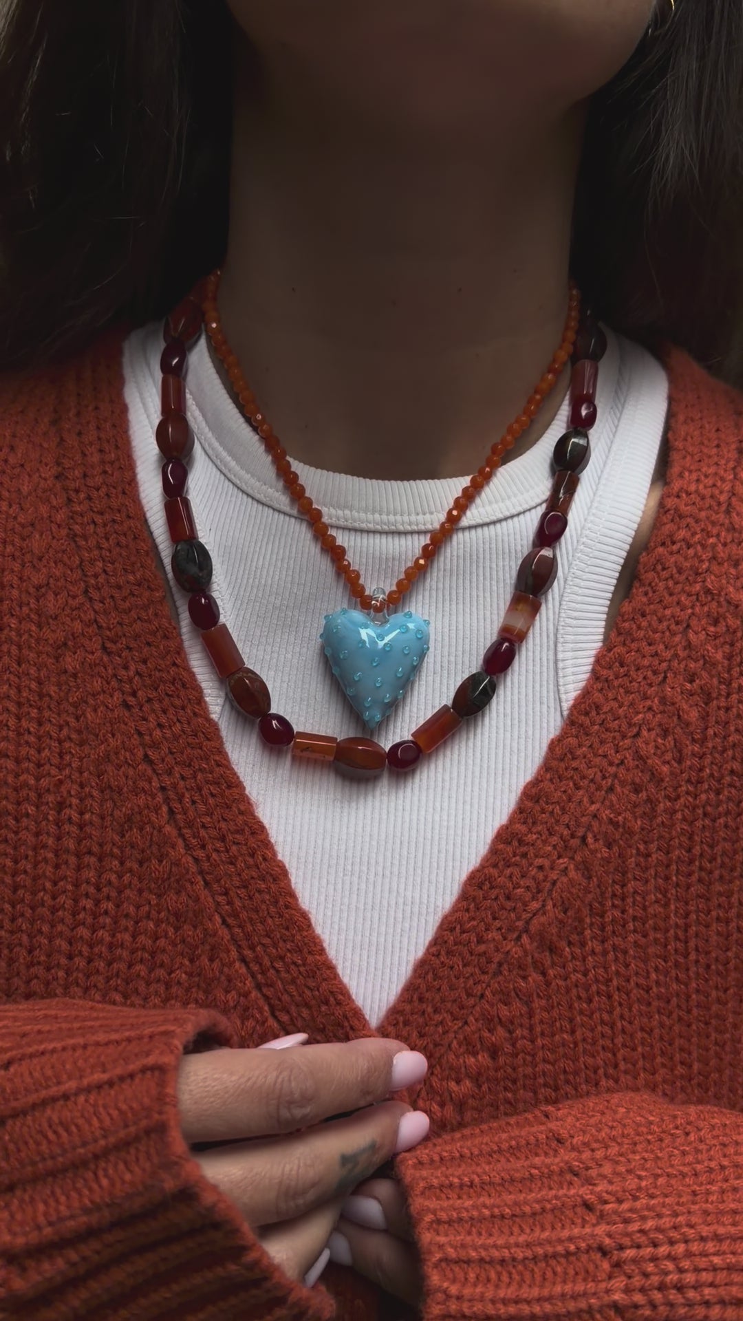 NATURAL STONES NECKLACE - TERRACOTTA